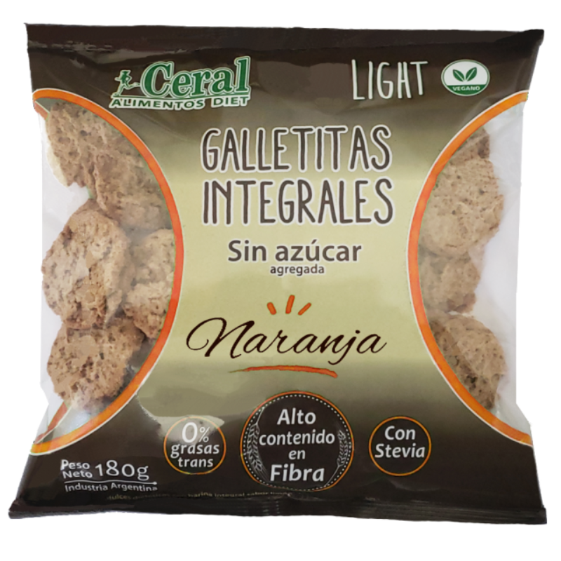 CERAL Galletitas Integrales NARANJA Sin Azúcar Agregada x 180g.