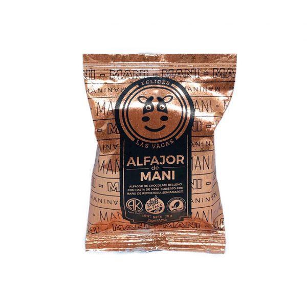 FELICES LAS VACAS Alfajor relleno de pasta de Maní x 75g. Libre de Gluten. 