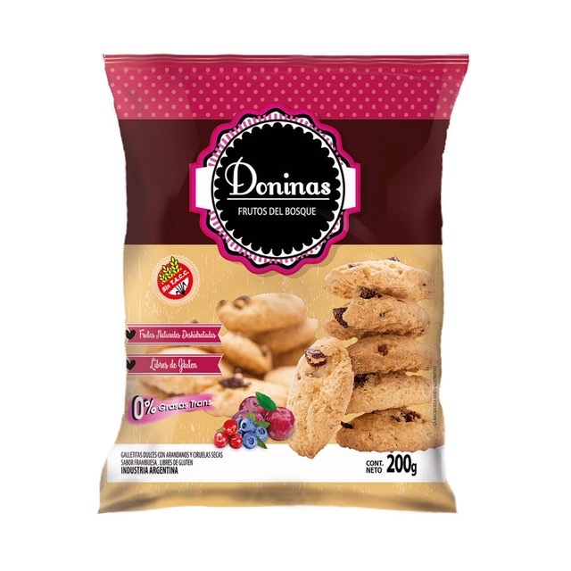 DONINAS Frutos del Bosque x 200g. Libre de Gluten. 